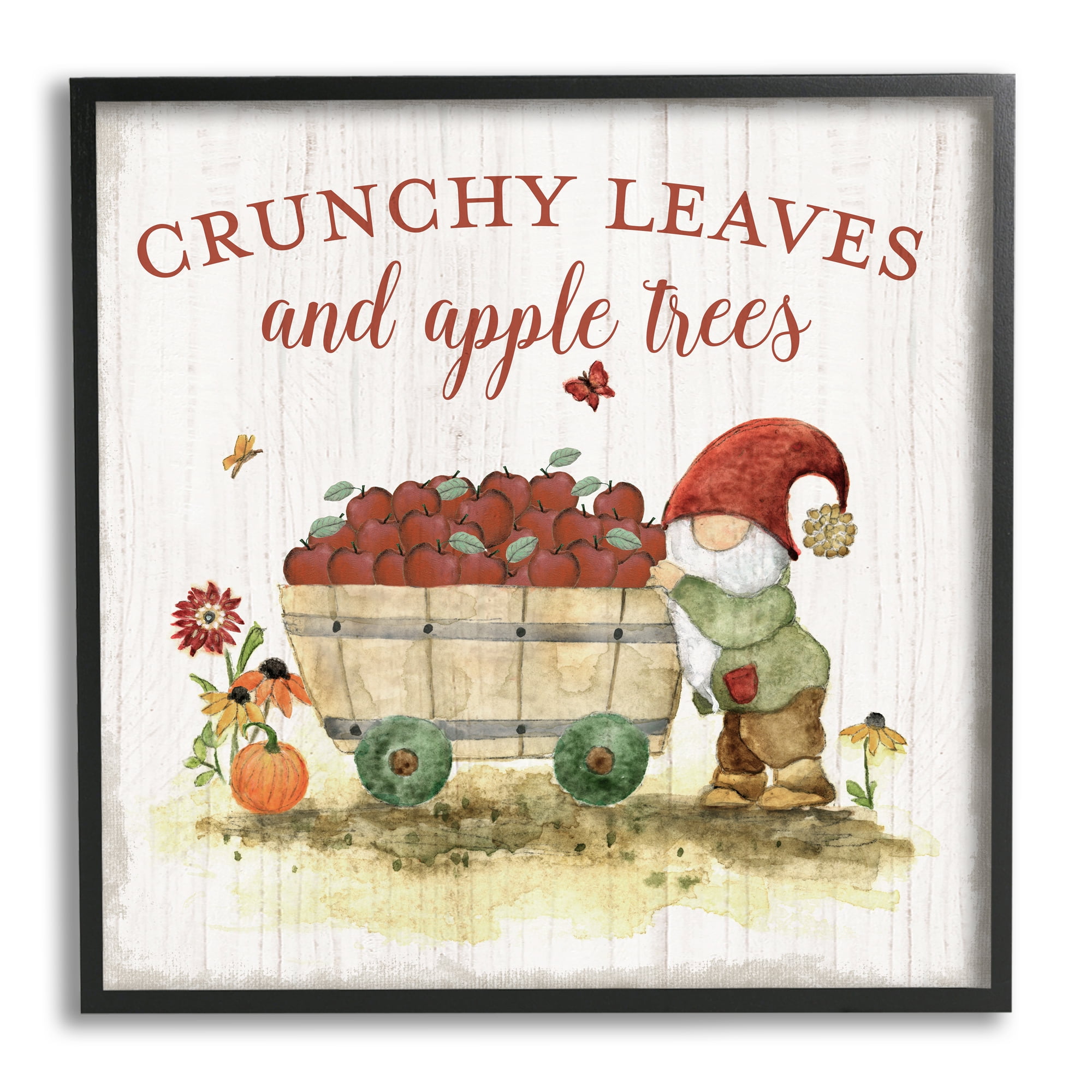 Stupell Industries Fall Apple Tree Phrase Fairy Tales & Fantasy Painting Black Framed Art Print Wall Art, 17 x 17
