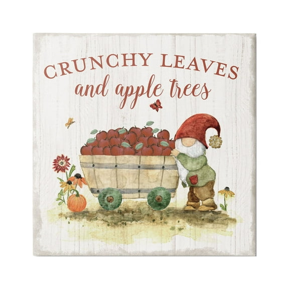 Stupell Industries Fall Apple Tree Phrase Fairy Tales & Fantasy Painting Gallery Wrapped Canvas Art Print Wall Art, 17 x 17