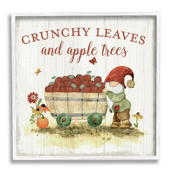 Stupell Industries Fall Apple Tree Phrase Fairy Tales & Fantasy Painting White Framed Art Print Wall Art, 12 x 12