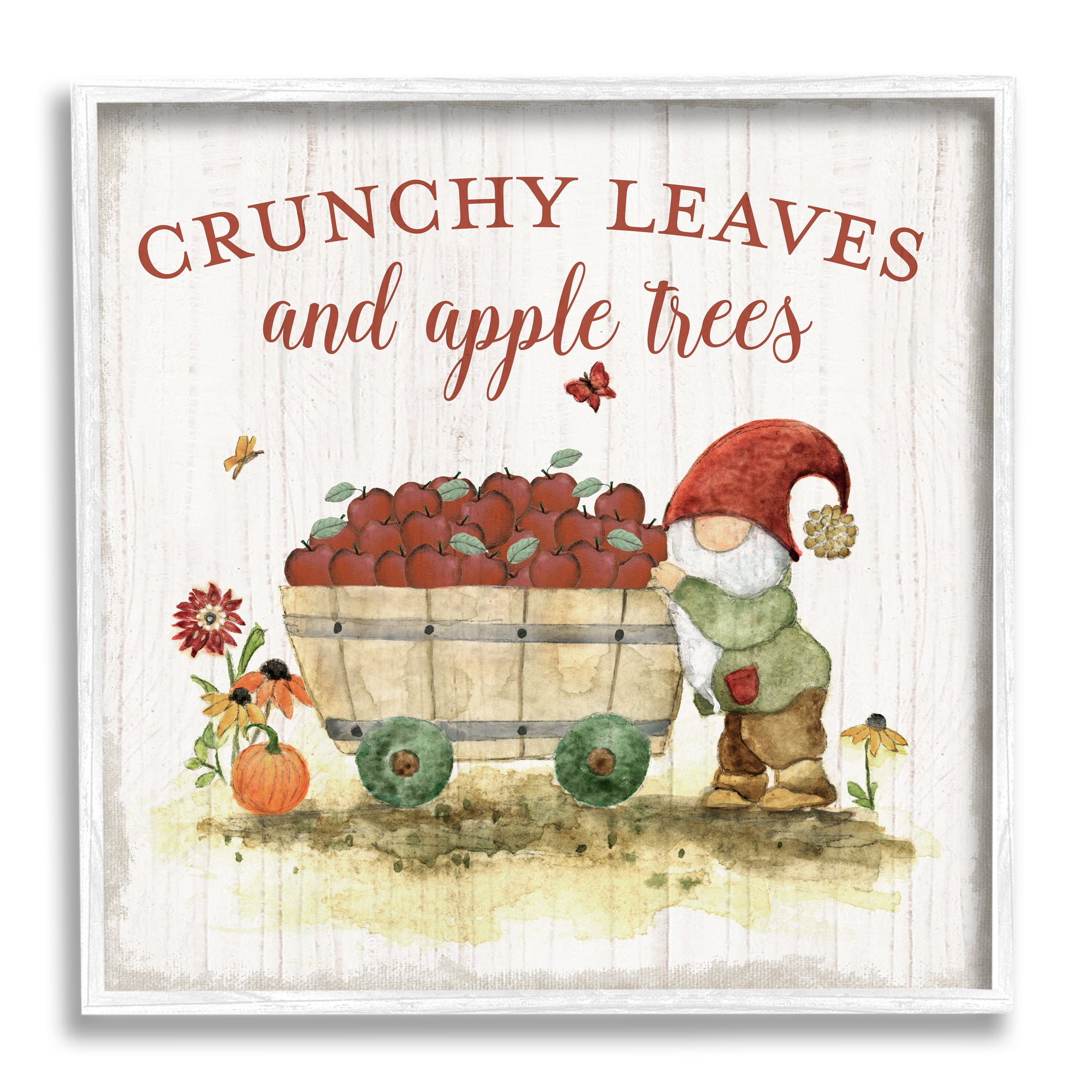Stupell Industries Fall Apple Tree Phrase Fairy Tales & Fantasy Painting White Framed Art Print Wall Art, 24 x 24