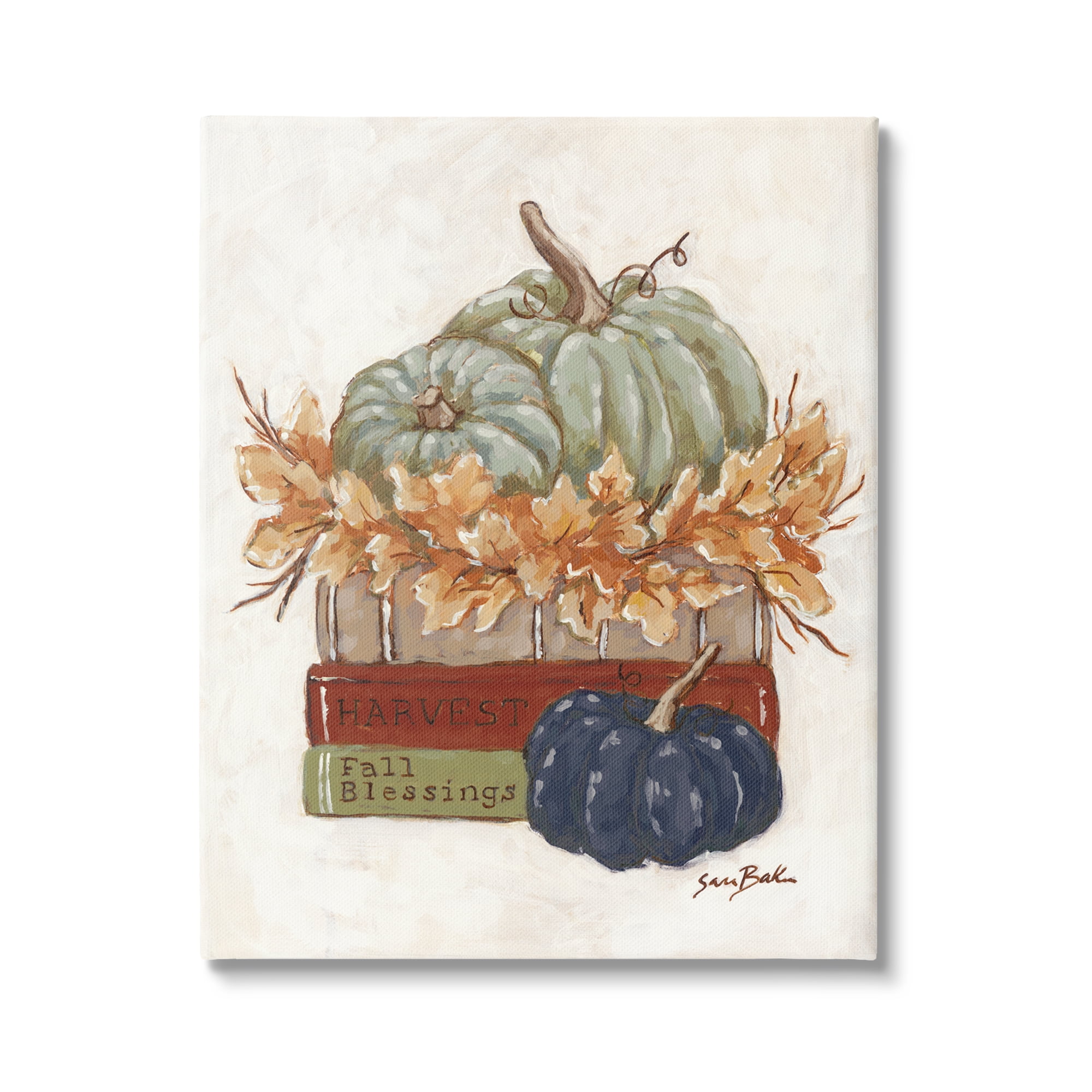 Stupell Industries Fall Blessings Pumpkins Botanical & Floral Painting Gallery Wrapped Canvas Print Wall Art, 30 x 40