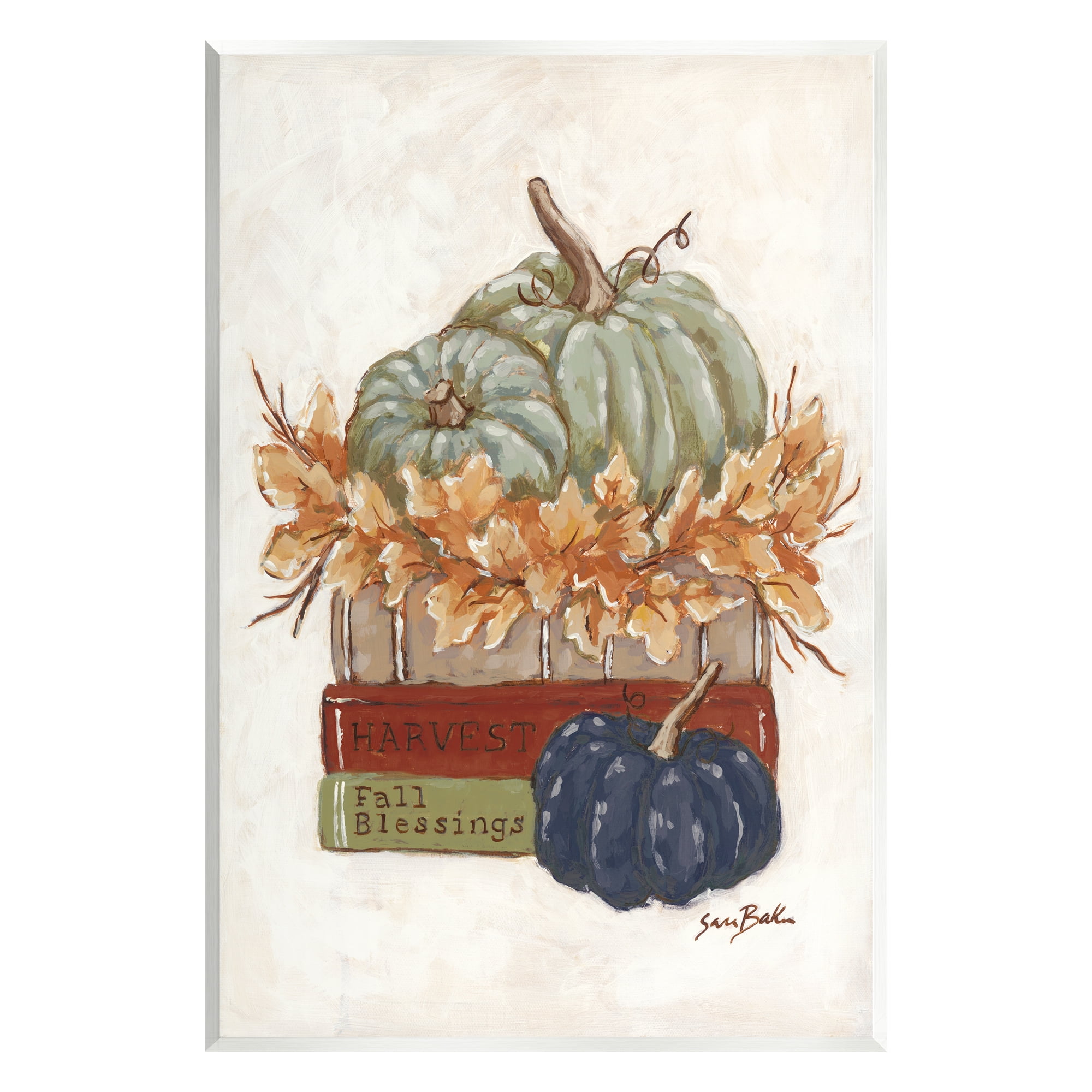 Stupell Industries Fall Blessings Pumpkins Botanical & Floral Painting Unframed Art Print Wall Art, 13 x 19
