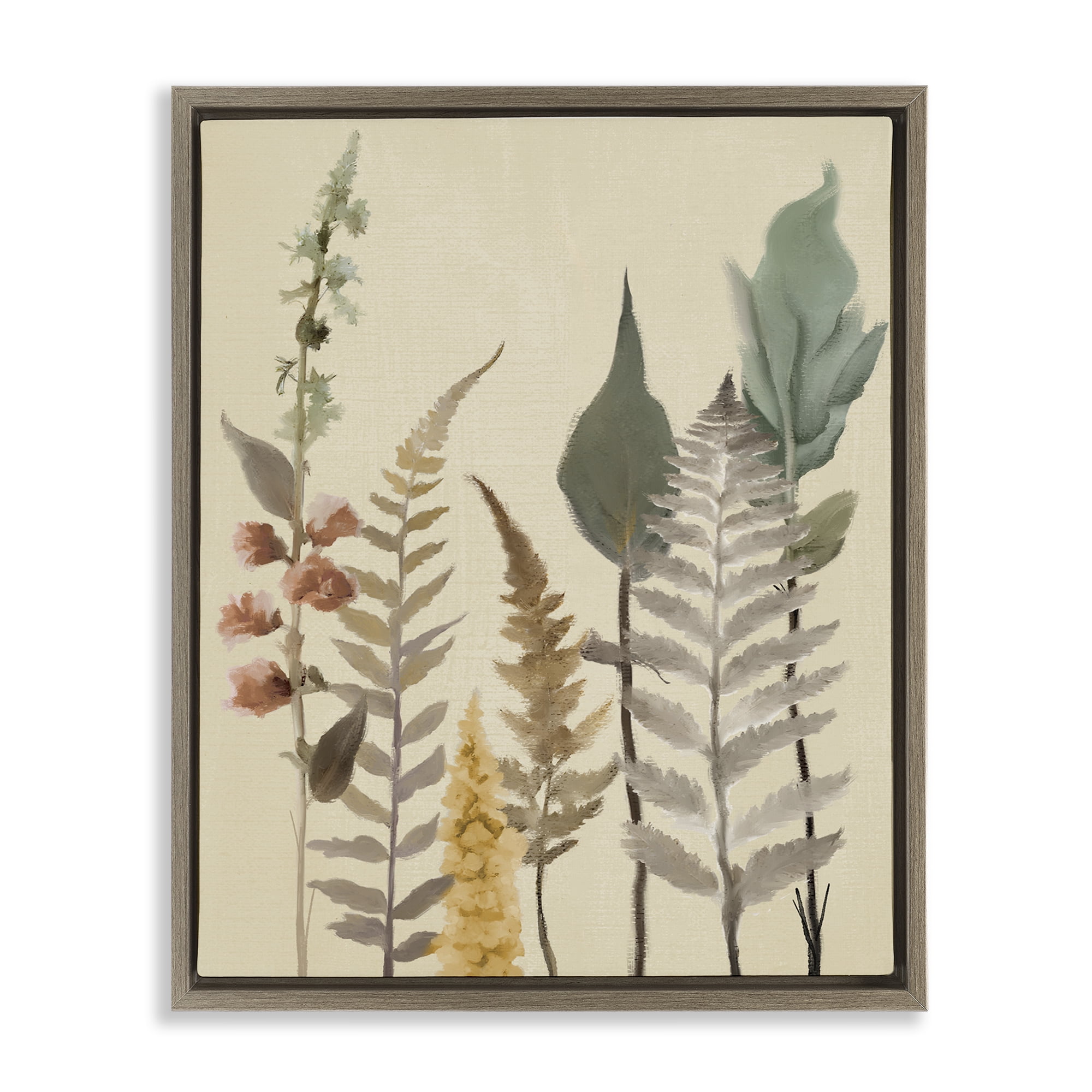 Stupell Industries Fall Botanicals Forest Ferns Brown Framed Floater Canvas Wall Art, design by Elizabeth Medley