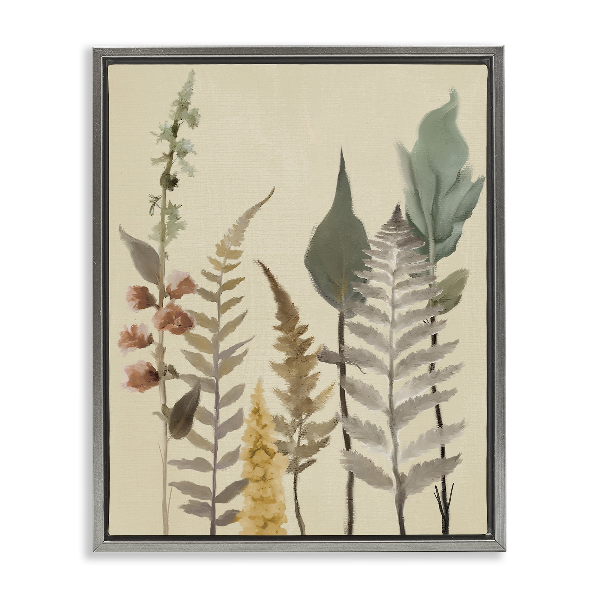 Stupell Industries Fall Botanicals Forest Ferns Gray Framed Floater Canvas Wall Art, design by Elizabeth Medley