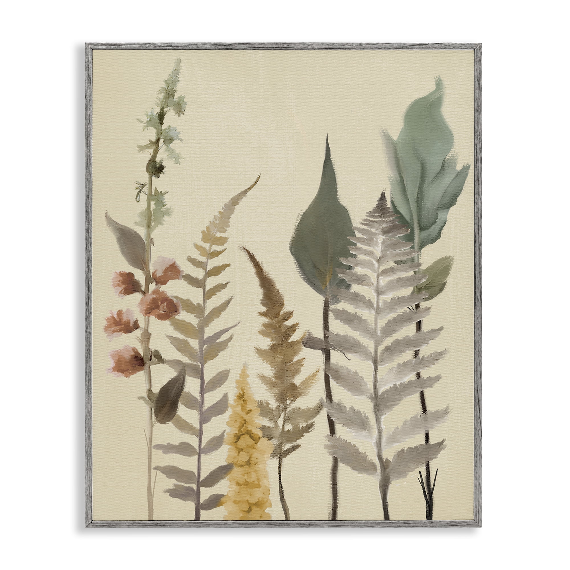Stupell Industries Fall Botanicals Forest Ferns Gray Framed Giclee Art, design by Elizabeth Medley