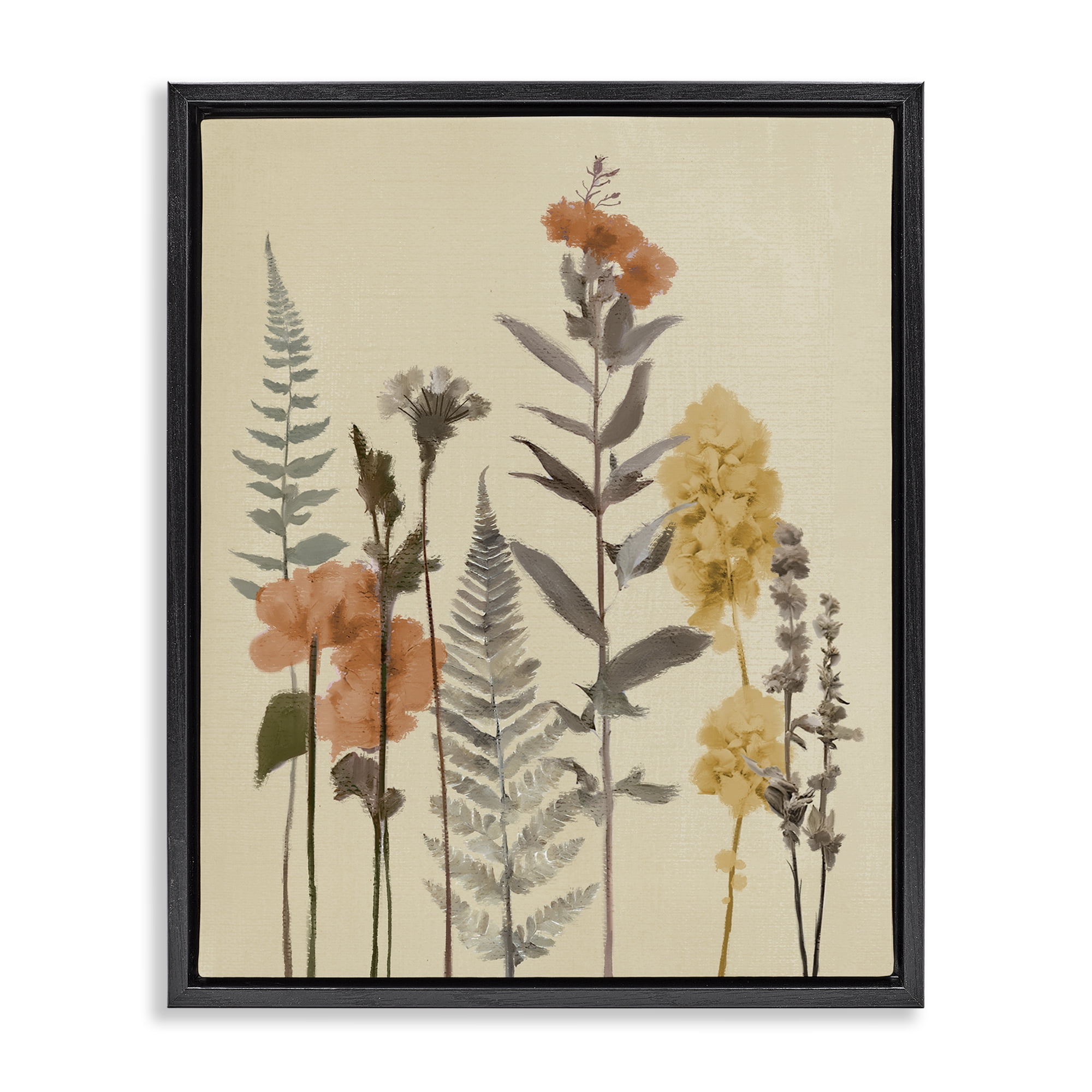 Stupell Industries Fall Botanicals Fresh Ferns Black Framed Floater Canvas Wall Art, design by Elizabeth Medley