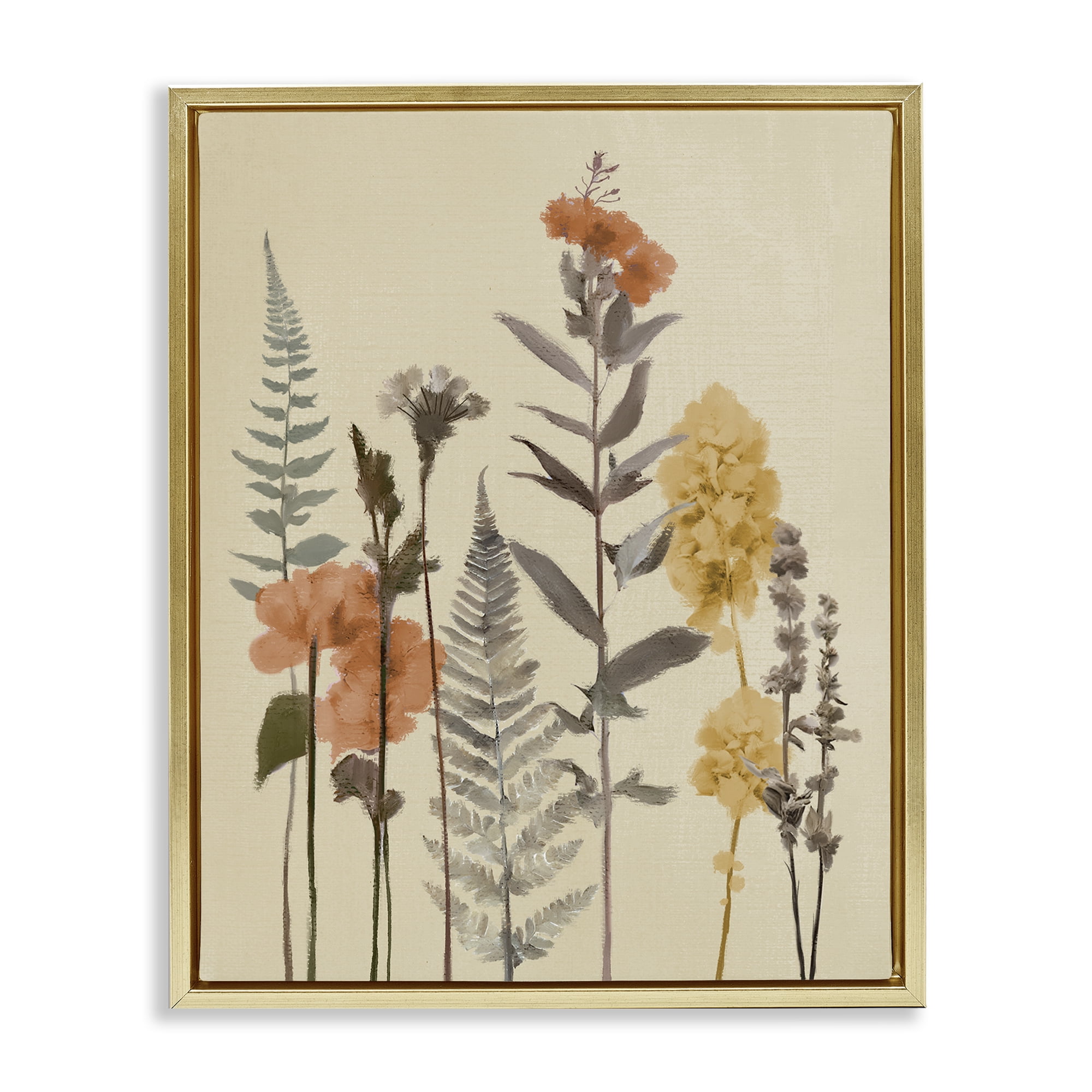 Stupell Industries Fall Botanicals Fresh Ferns Gold Framed Floater Canvas Wall Art, design by Elizabeth Medley