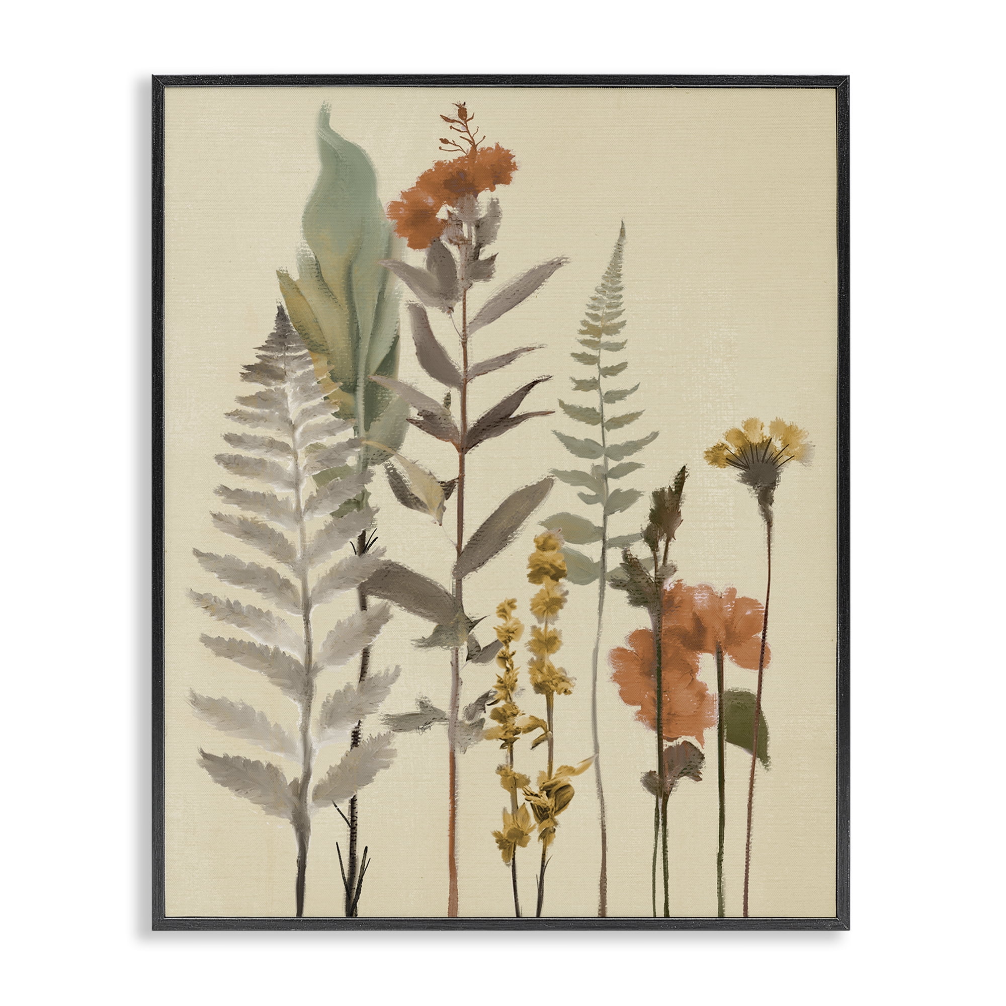 Stupell Industries Fall Botanicals and Ferns Black Framed Giclee Art, design by Elizabeth Medley