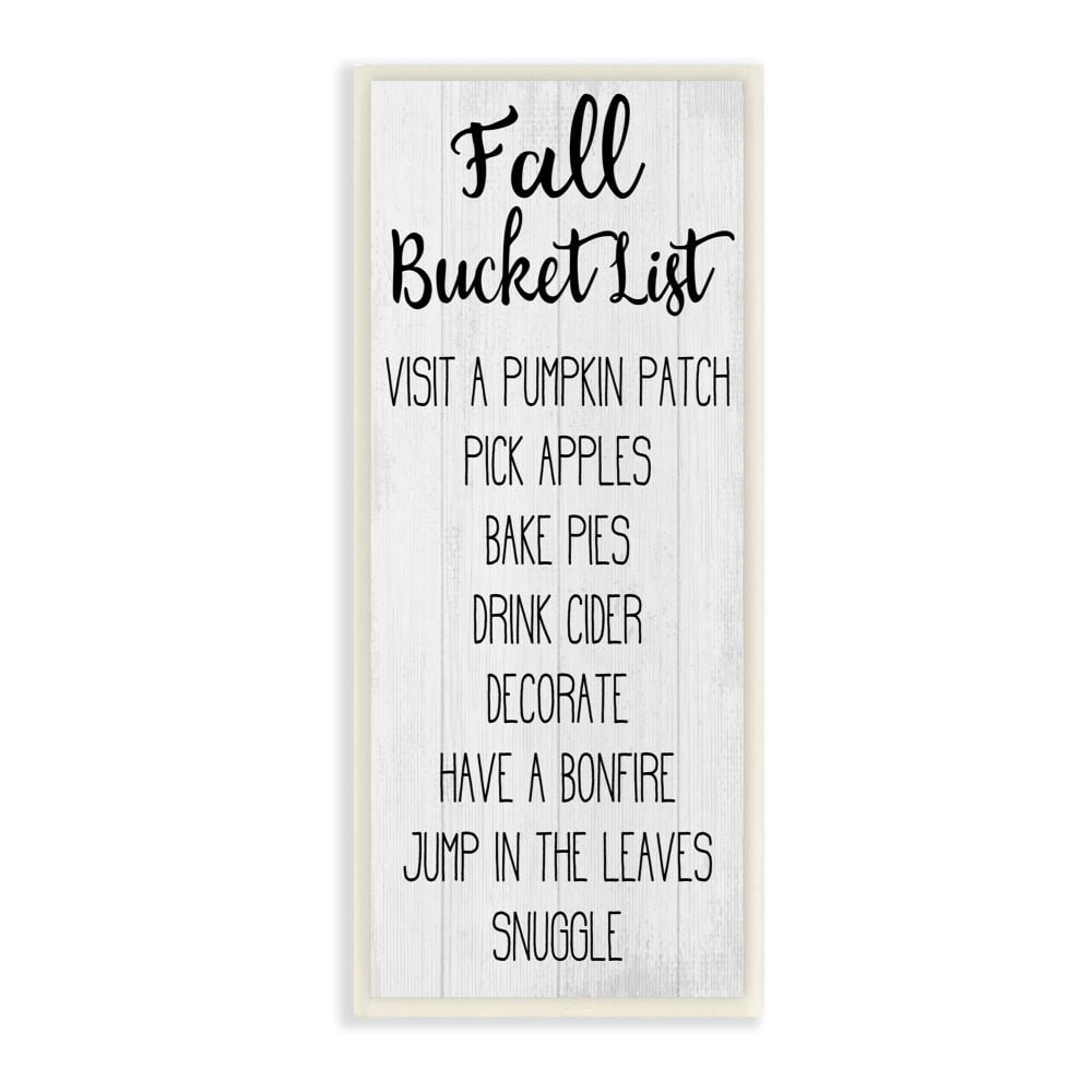 Stupell Industries Fall Bucket List Sign Harvest Goals Autumn Activities Wall Plaque Design by Daphne Polselli, 7" x 7"