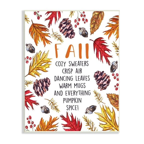 Stupell Industries Fall Favorite Pastimes List Forest Foliage Wreath, 13 x 19, Designed by Elizabeth Tyndall