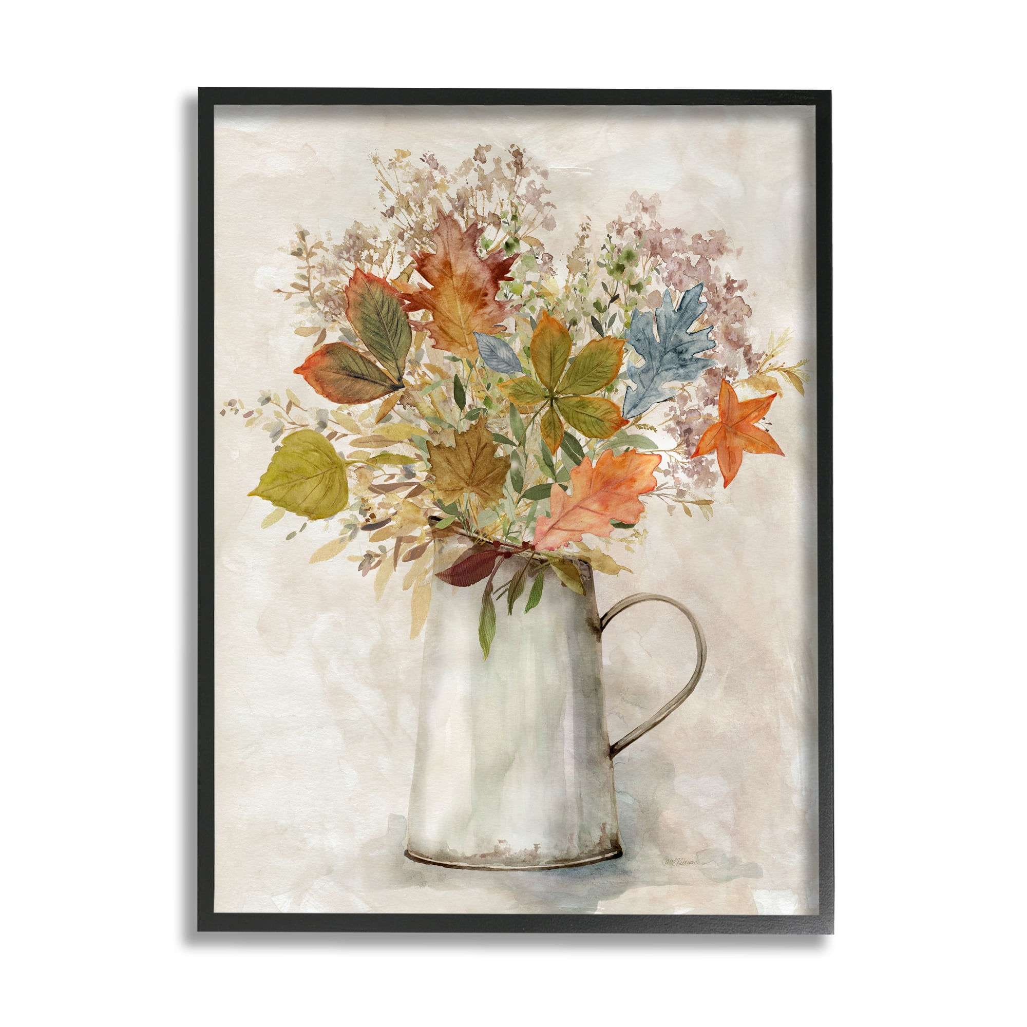 Stupell Industries Fall Florals Country Jug Botanical & Floral Painting Black Framed Art Print Wall Art, 16 x 20