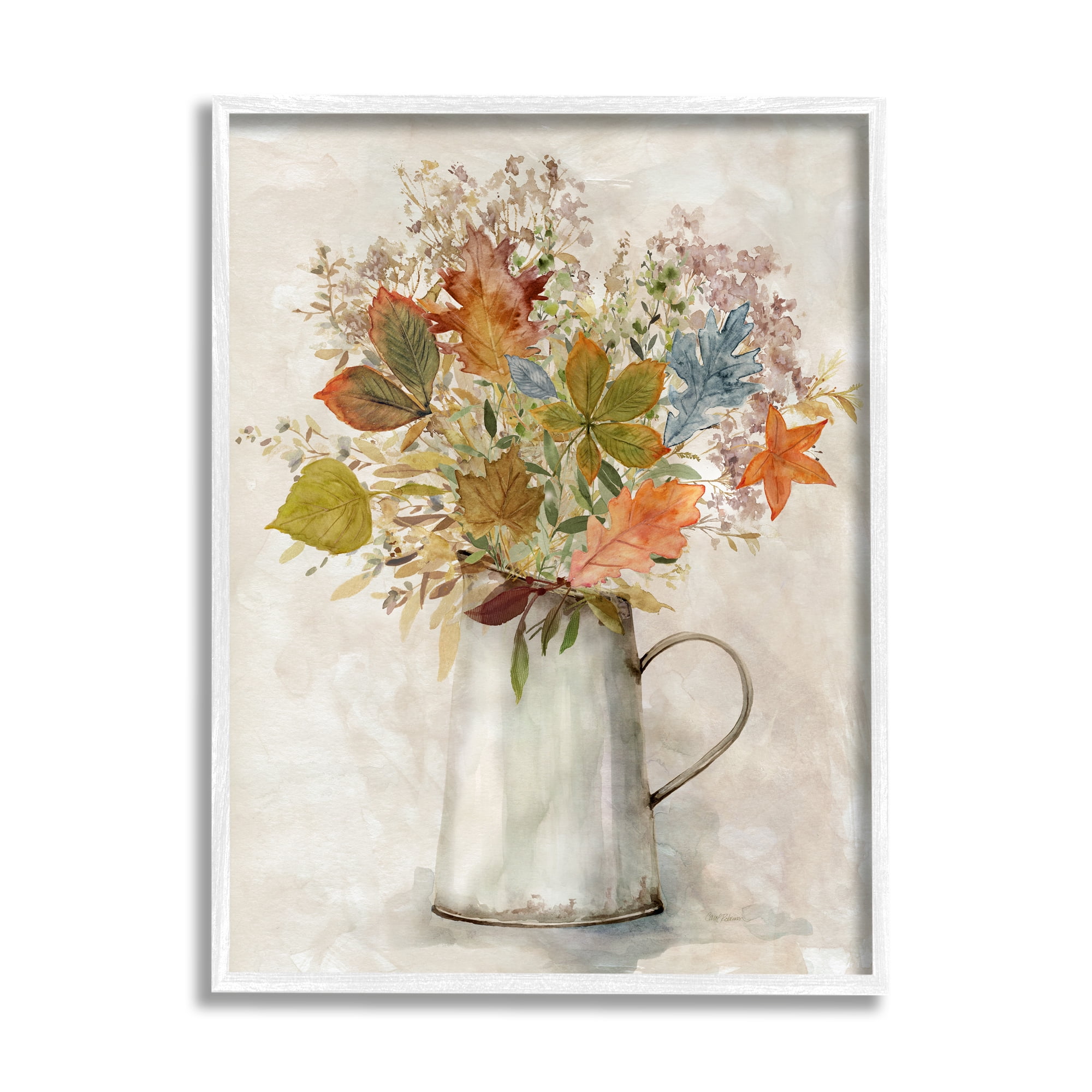 Stupell Industries Fall Florals Country Jug Botanical & Floral Painting White Framed Art Print Wall Art, 11 x 14