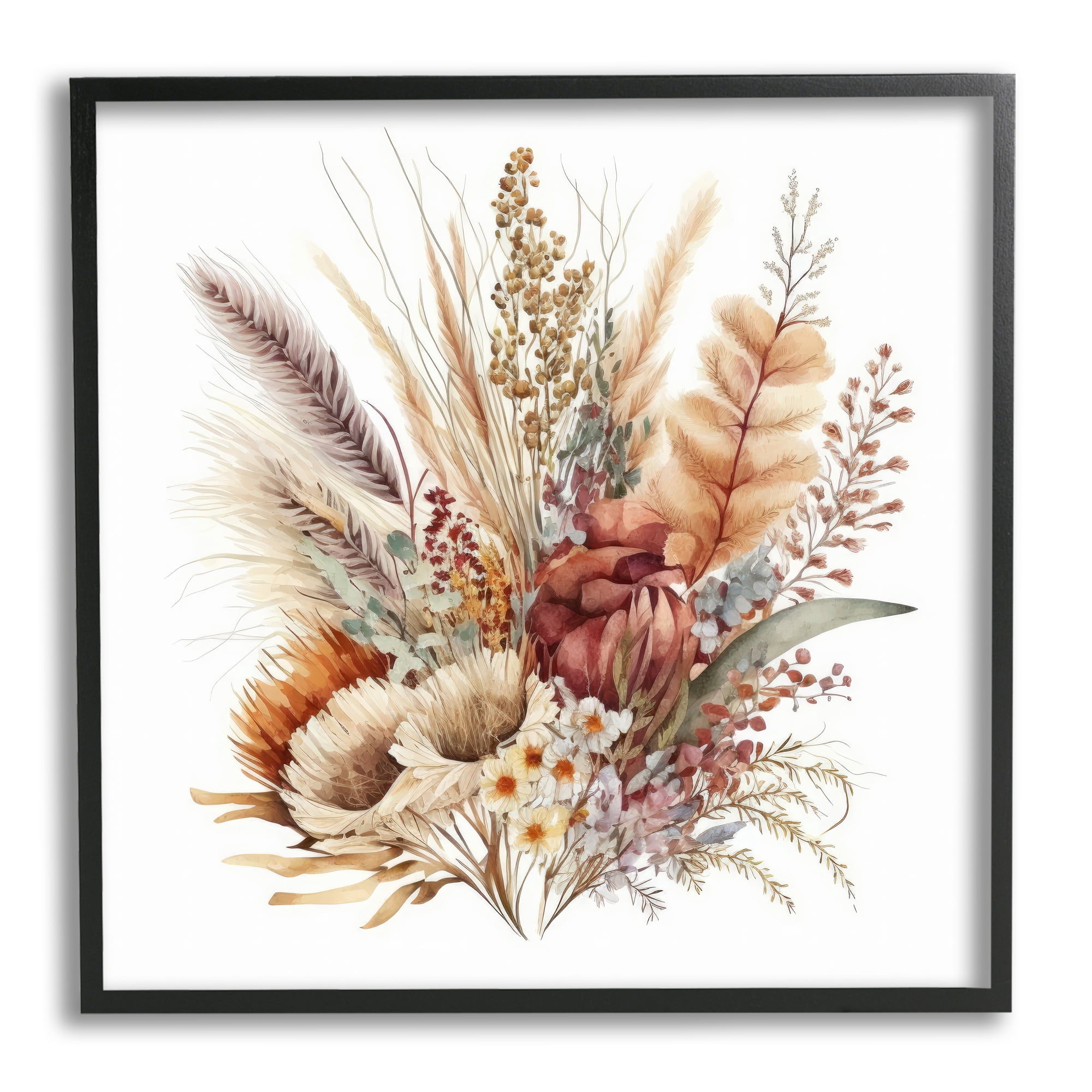 Stupell Industries Fall Flowers Bundle Botanical & Floral Painting Black Framed Art Print Wall Art, 12 x 12