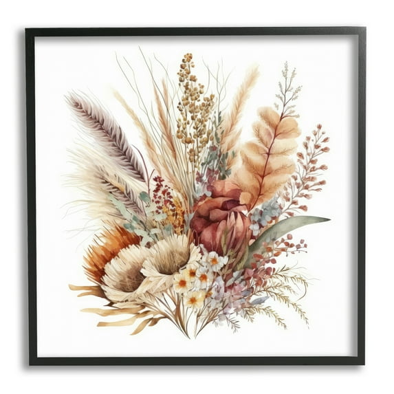 Stupell Industries Fall Flowers Bundle Botanical & Floral Painting Black Framed Art Print Wall Art, 17 x 17