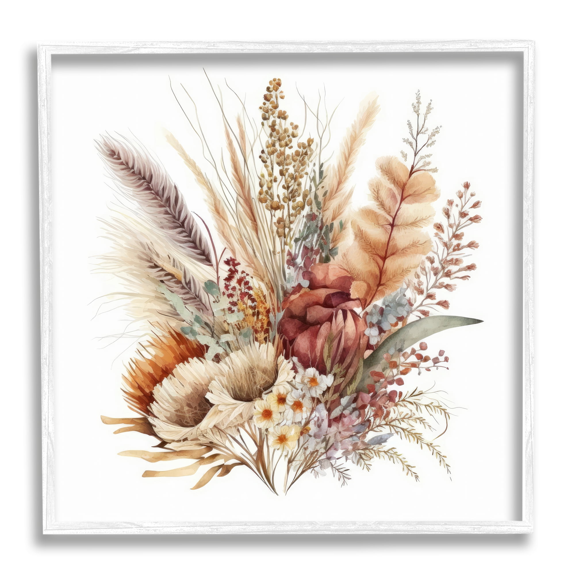 Stupell Industries Fall Flowers Bundle Botanical & Floral Painting White Framed Art Print Wall Art, 12 x 12