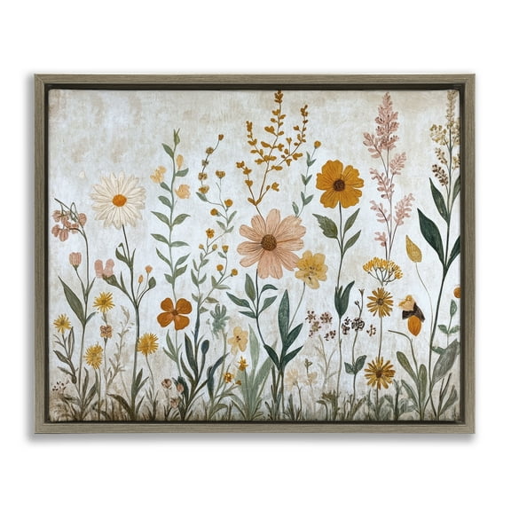 Stupell Industries Fall Flowers Foliage Brown Framed Floater Canvas Wall Art design by Petal Prints Design, 25 x 31