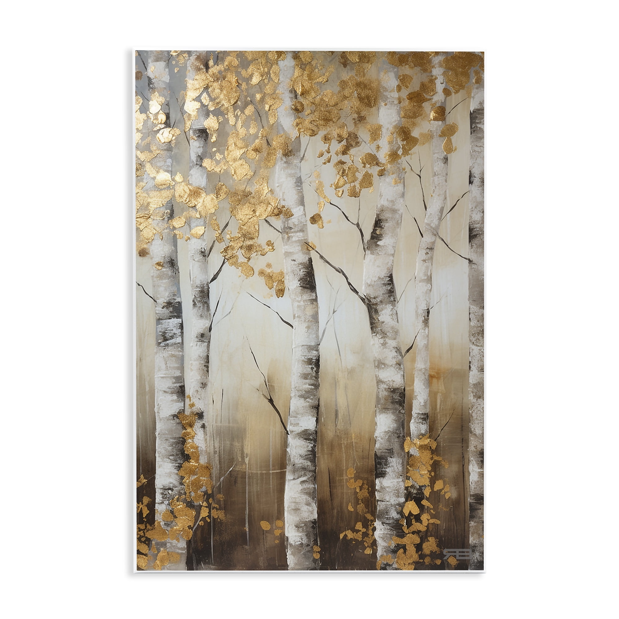 Stupell Industries Fall Foliage Birch Landscape Painting Unframed Art Print Wall Art, 13 x 19