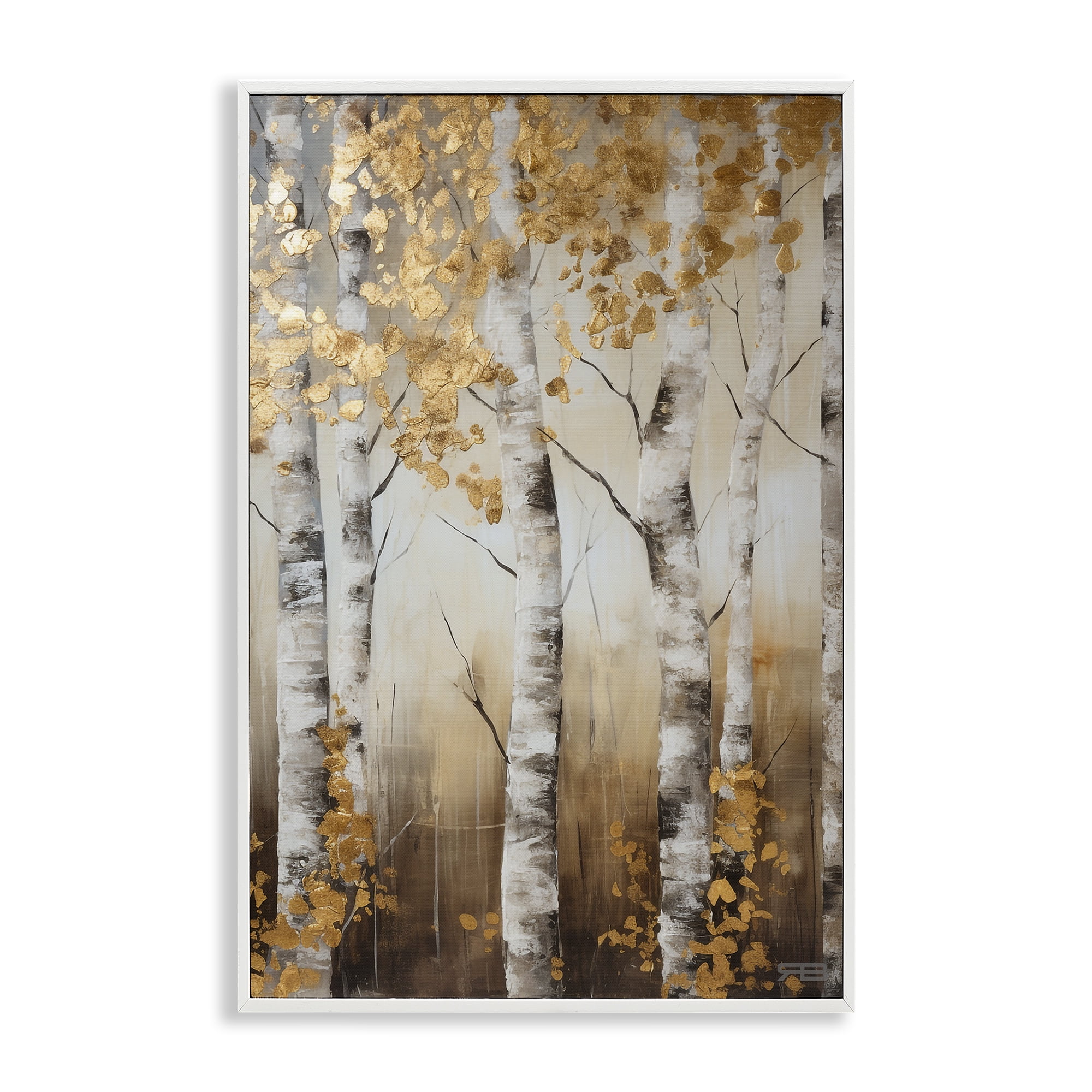 Stupell Industries Fall Foliage Birch Landscape Painting White Framed Art Print Wall Art, 20 x 30