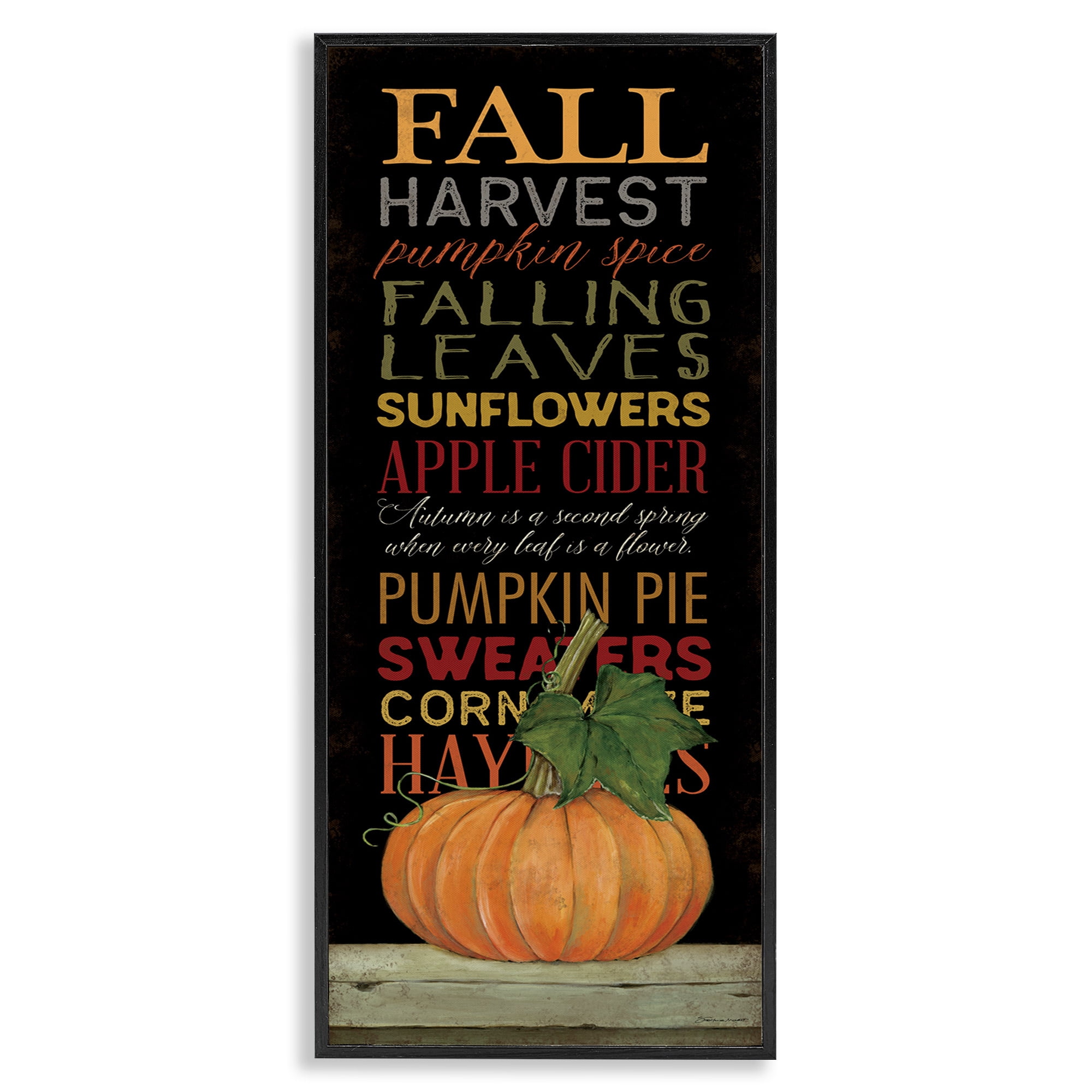 Stupell Industries Fall Harvest Autumn Seasonal Holiday Painting Black Framed Art Print Wall Art, 10 x 24