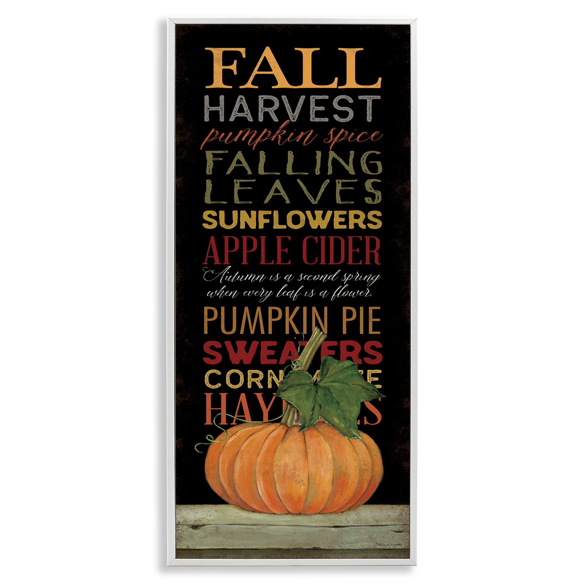 Stupell Industries Fall Harvest Autumn Seasonal Holiday Painting White Framed Art Print Wall Art, 10 x 24