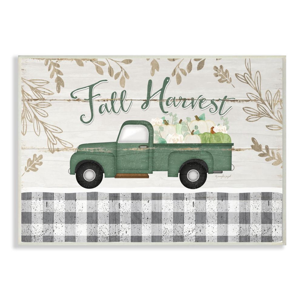 Stupell Industries Fall Harvest Phrase with Farm Truck Accent Designed by Jennifer Pugh