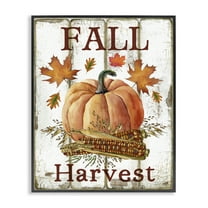Stupell Industries Fall Harvest Pumpkin & Corn Holiday Painting Black Framed Art Prints Wall Art, 11 x 14