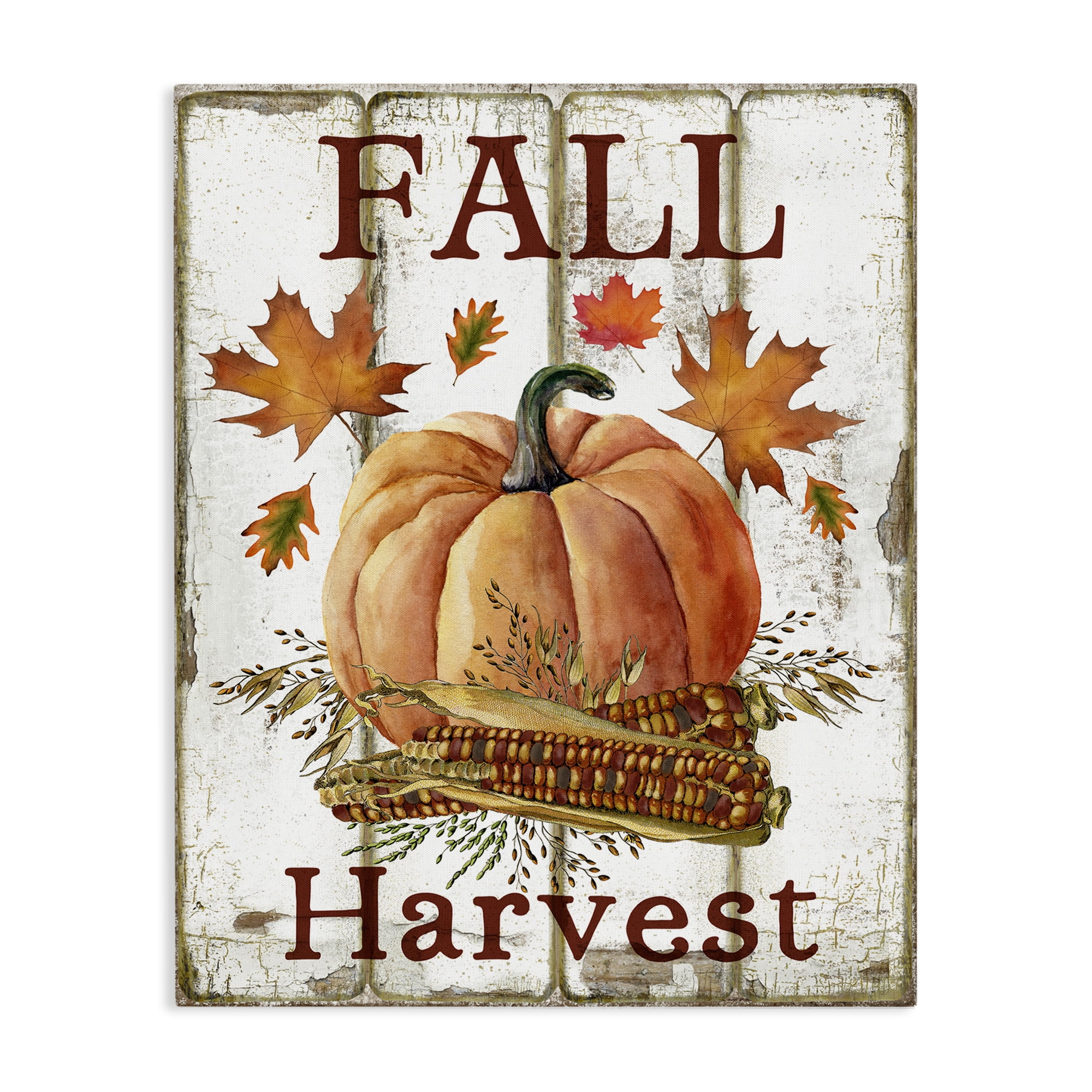 Stupell Industries Fall Harvest Pumpkin & Corn Holiday Painting Gallery Wrapped Canvas Art Prints Wall Art, 36 x 48