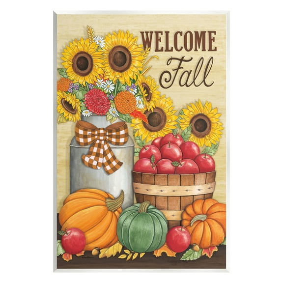 Stupell Industries Fall Harvest Welcome Phrase Botanical & Floral Painting Unframed Art Print Wall Art, 10 x 15