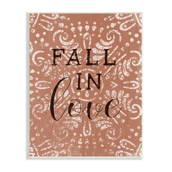 Stupell Industries Fall In Love Romantic Phrase Vintage Fractal Pattern, 13 x 19,Design by Daphne Polselli