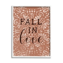 Stupell Industries Fall In Love Romantic Phrase Vintage Fractal Pattern Graphic Art White Framed Art Print Wall Art, 11x14, by Daphne Polselli