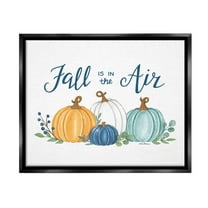 Stupell Industries Fall In The Air Pumpkins Holiday Painting Black Floater Framed Canvas Art Print Wall Art, 21 x 17