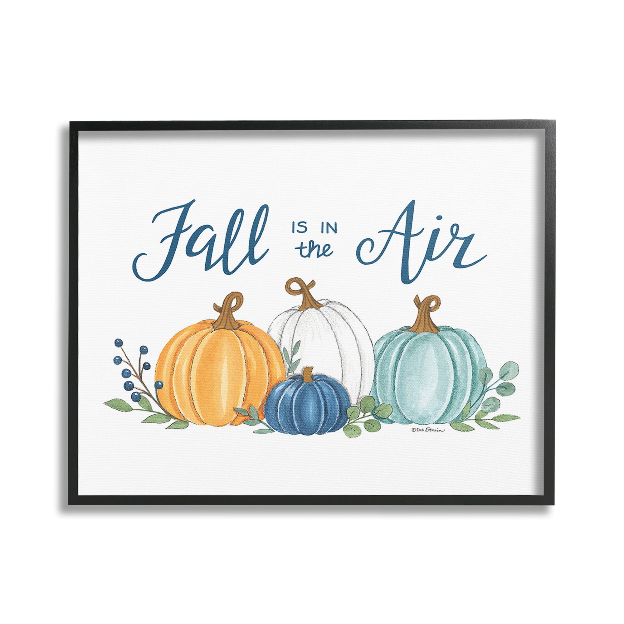 Stupell Industries Fall In The Air Pumpkins Holiday Painting Black Framed Art Print Wall Art, 20 x 16