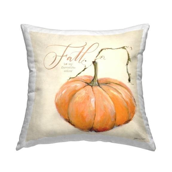 Stupell Industries Fall Is My Favorite Color Pumpkin Seasonal Word Design Farmhouse Orange,18 x 7 x 18 Decorative Pillows