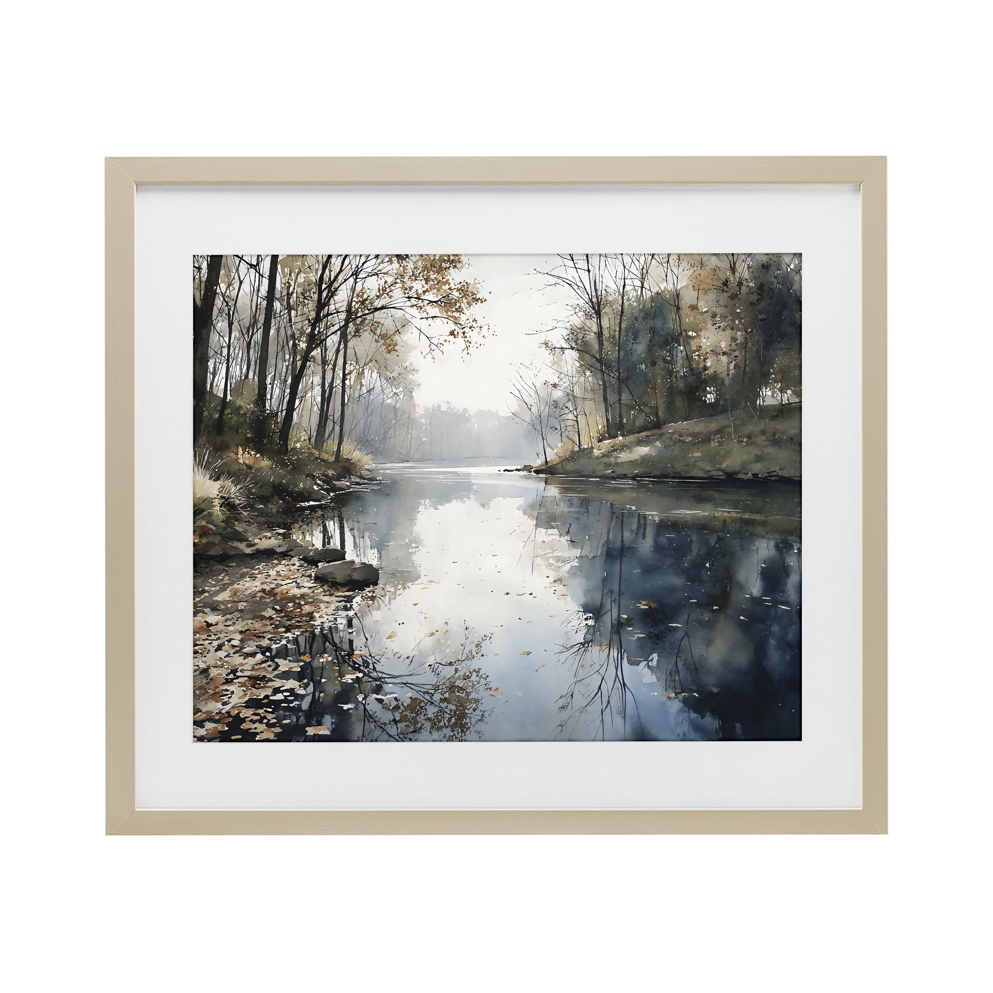 Stupell Industries Fall Lake Reflection Birch Framed Print Under Glass, design by Franklyn Gregory