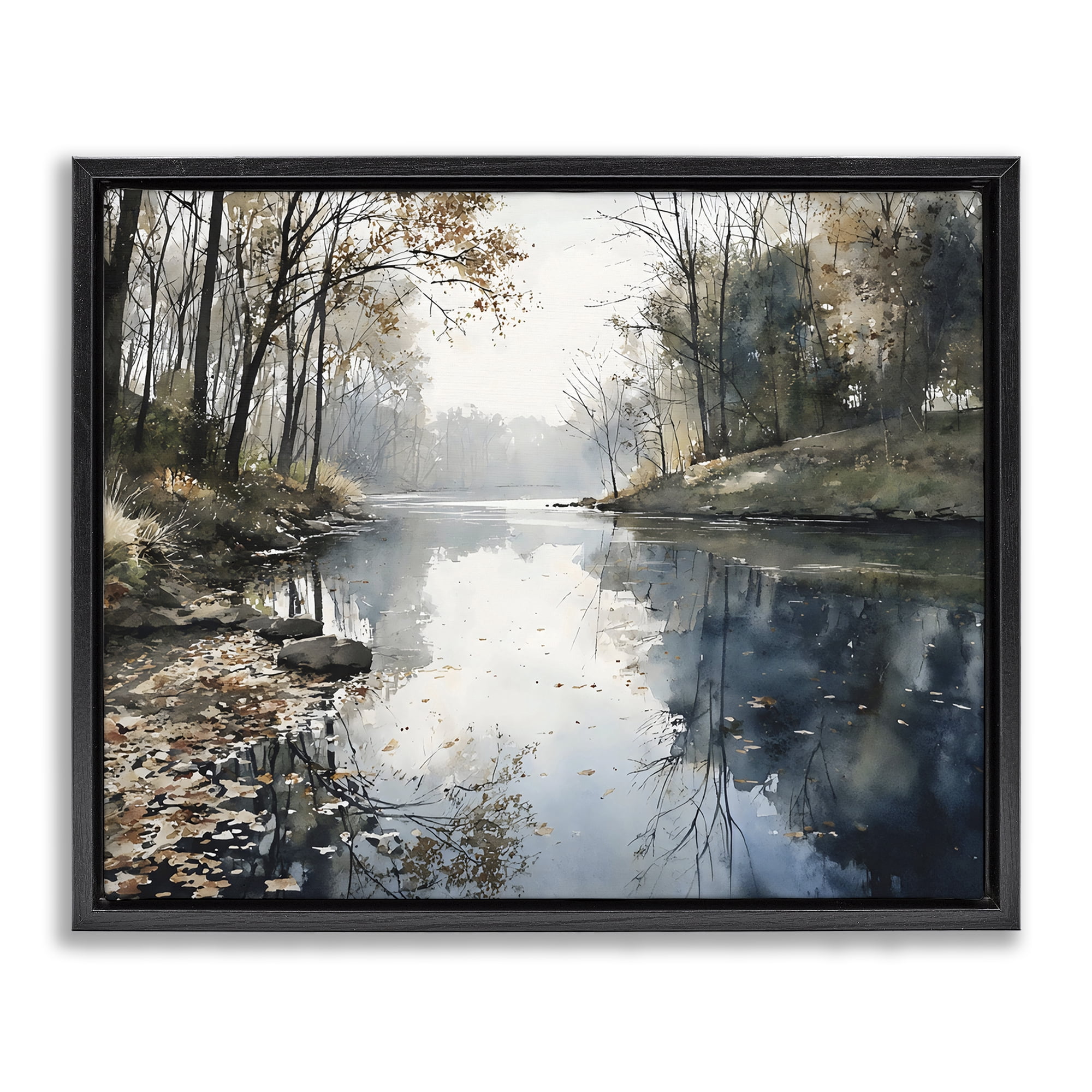Stupell Industries Fall Lake Reflection Black Framed Floater Canvas Wall Art, design by Franklyn Gregory