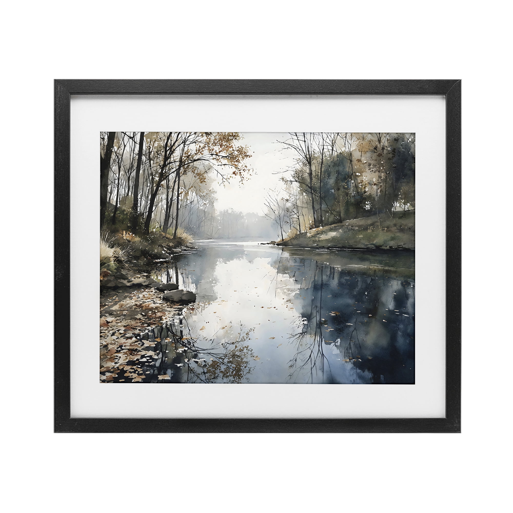Stupell Industries Fall Lake Reflection Black Framed Print Under Glass, design by Franklyn Gregory