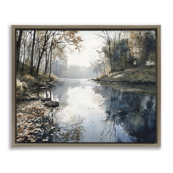 Stupell Industries Coastal Fall Lake Reflection Brown Floating Frame Canvas Art, 21 x 17, by Franklyn Gregory