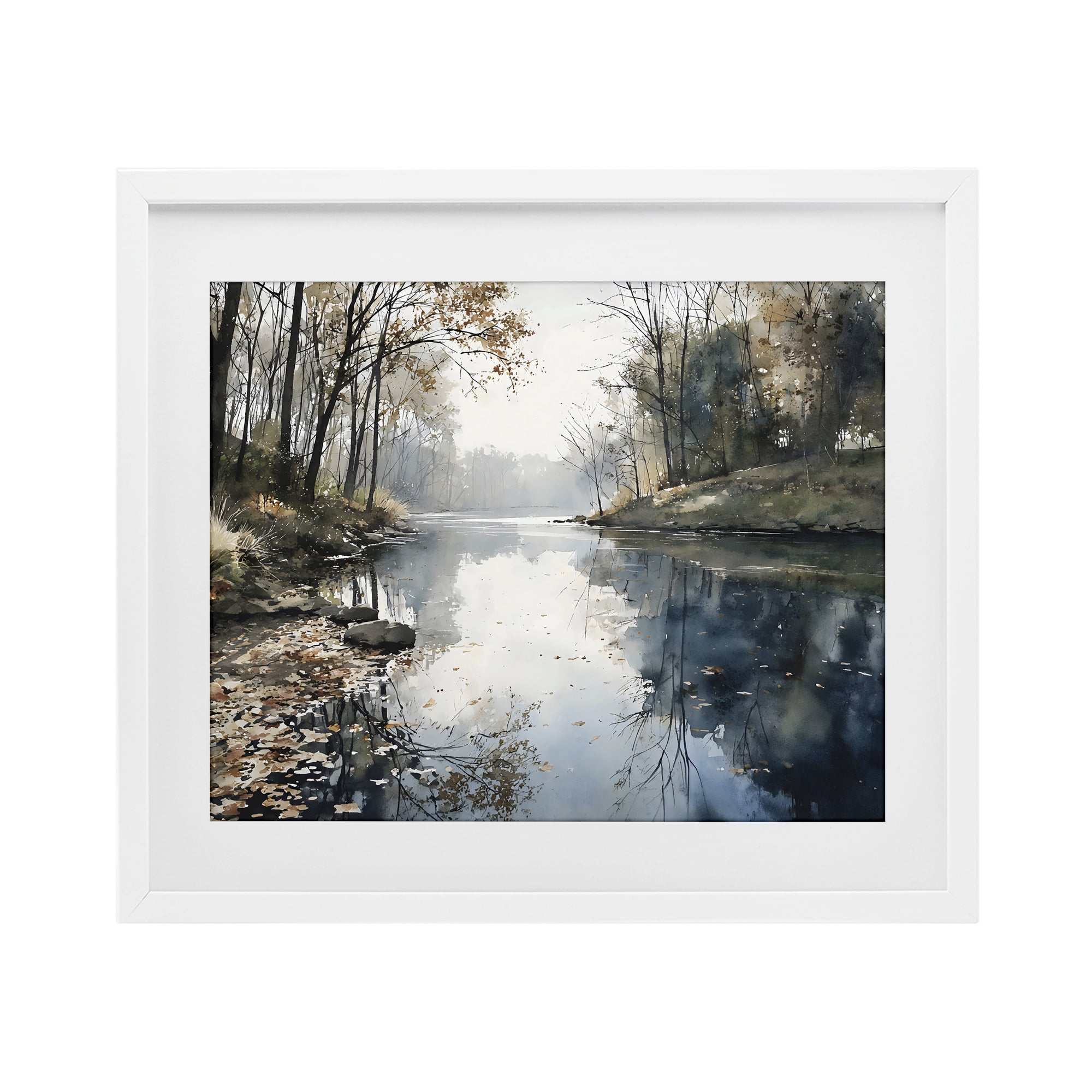 Stupell Industries Fall Lake Reflection White Framed Print Under Glass, design by Franklyn Gregory
