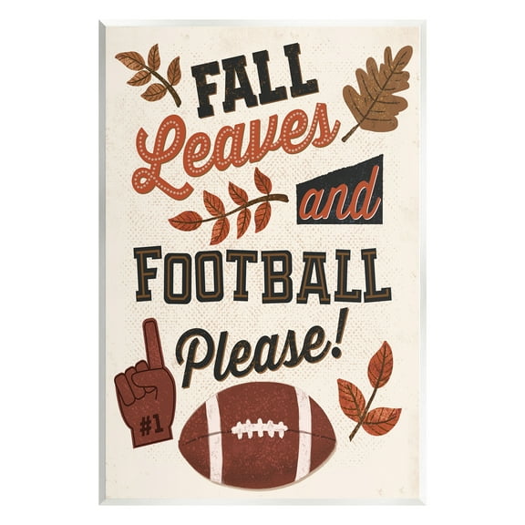 Stupell Industries Fall Leaves & Football Sports Painting Unframed Art Print Wall Art, 10 x 15