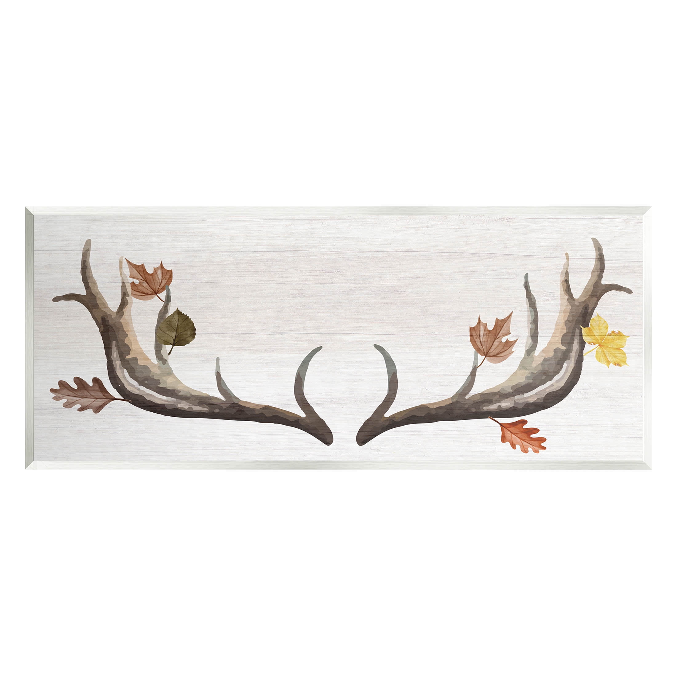 Stupell Industries Fall Leaves Woodland Antlers Graphic Art Unframed Art Print Wall Art, Design by Lil' Rue