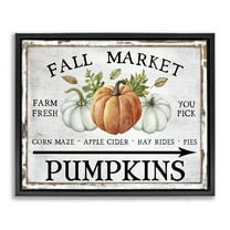 Stupell Industries Fall Market Pumpkins Holiday Painting Black Floater Framed Canvas Art Prints Wall Art, 21 x 17