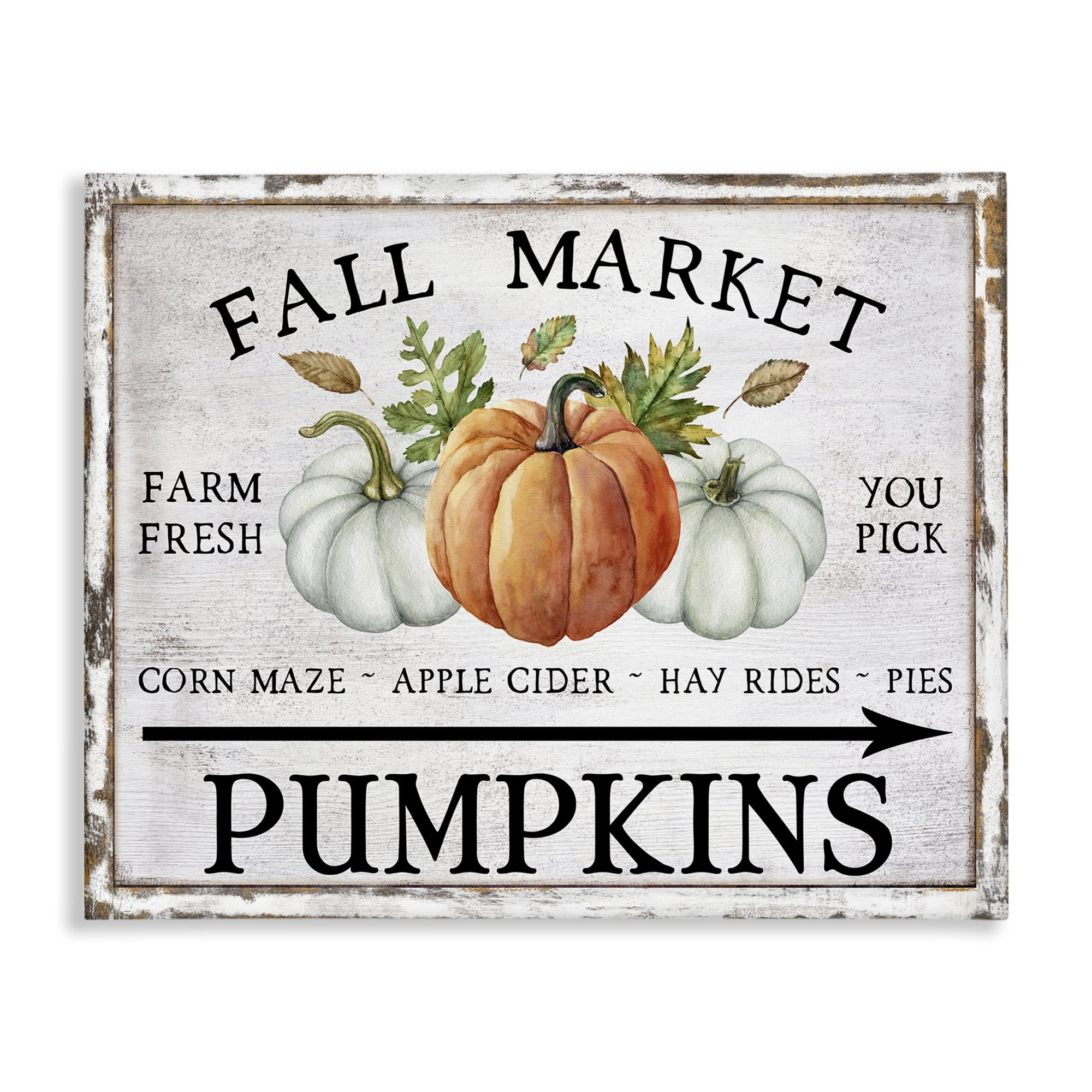 Stupell Industries Fall Market Pumpkins Holiday Painting Gallery Wrapped Canvas Art Prints Wall Art, 48 x 36