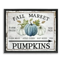 Stupell Industries Fall Market with Arrow Holiday Painting Black Floater Framed Canvas Art Prints Wall Art, 21 x 17