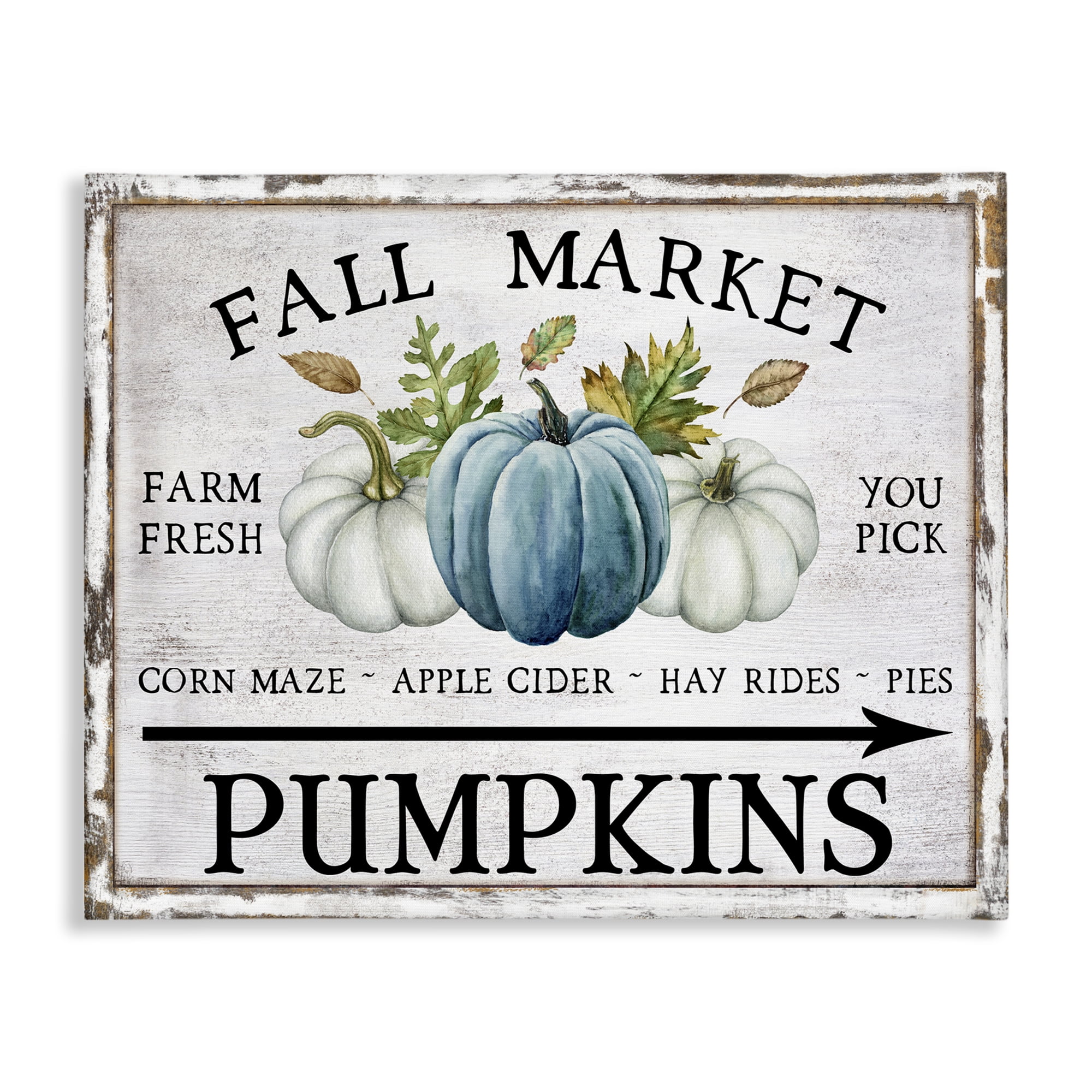 Stupell Industries Fall Market with Arrow Holiday Painting Gallery Wrapped Canvas Art Prints Wall Art, 30 x 24