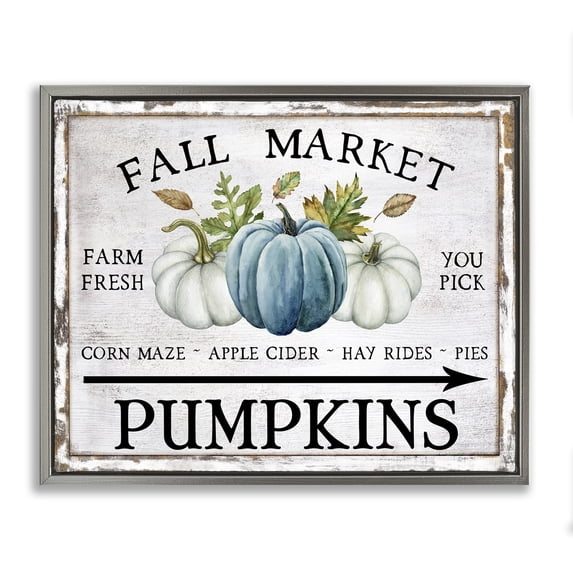 Stupell Industries Cottage Fall Market Pumpkins Gray Floating Frame Canvas Art, 31 x 25, by Creatif Belle