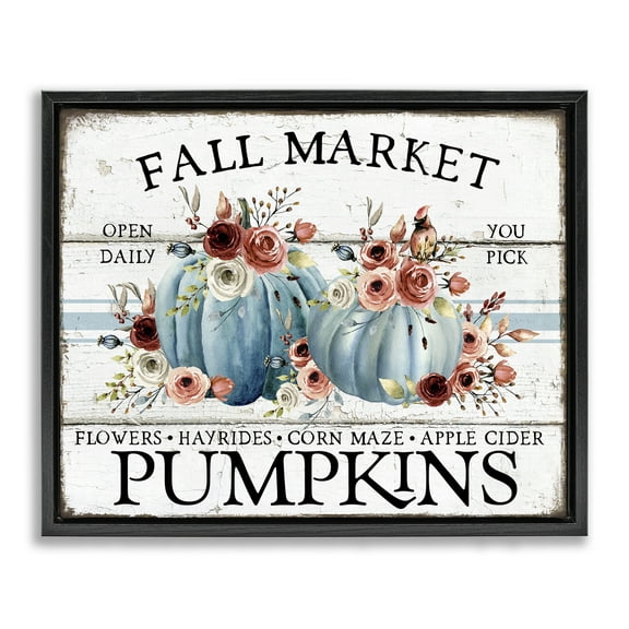 Stupell Industries Fall Market with Roses Holiday Painting Black Floater Framed Canvas Art Prints Wall Art, 21 x 17