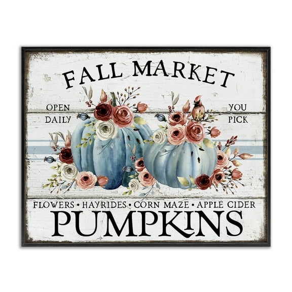 Stupell Industries Fall Market with Roses Holiday Painting Black Framed Art Prints Wall Art, 14 x 11
