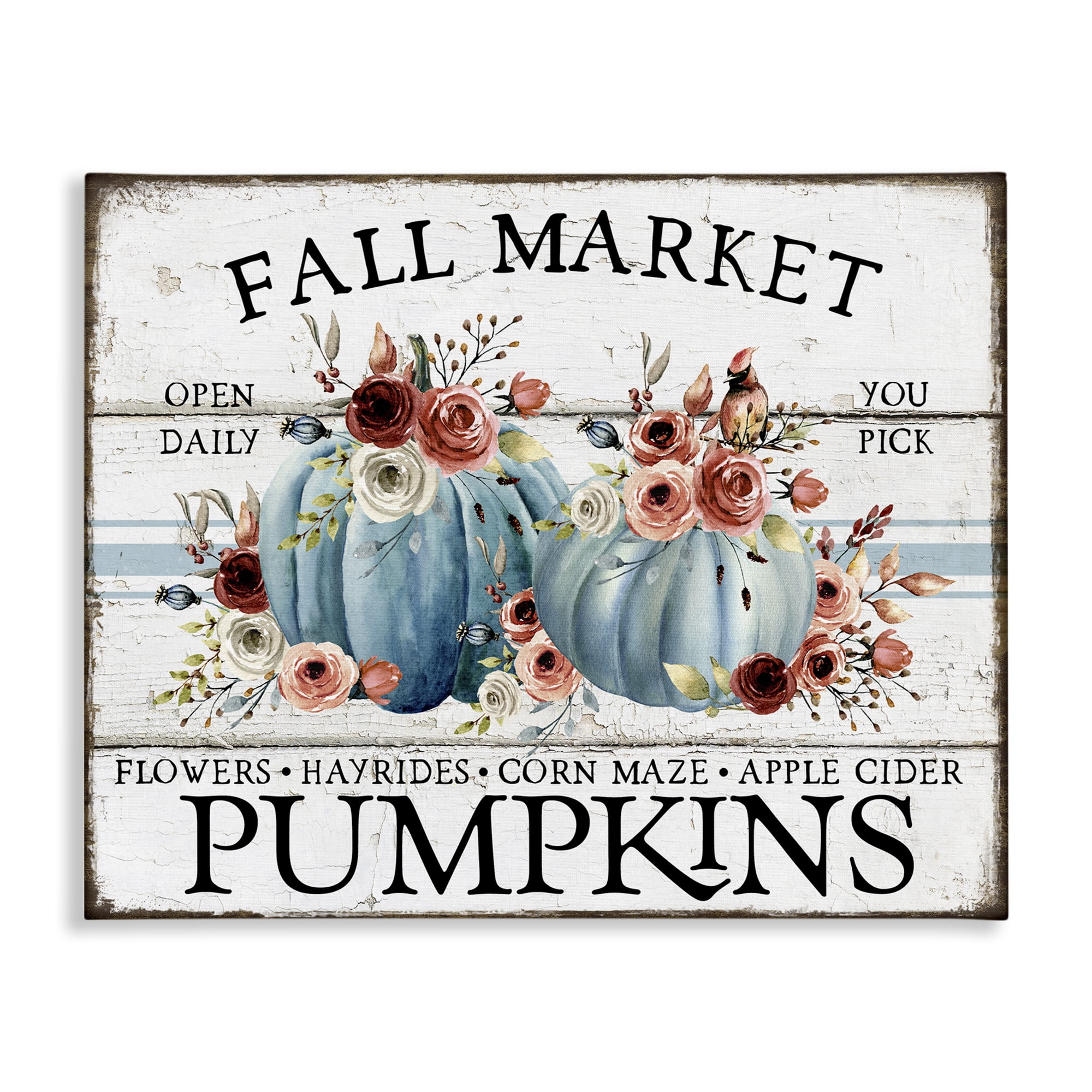 Stupell Industries Fall Market with Roses Holiday Painting Gallery Wrapped Canvas Art Prints Wall Art, 20 x 16