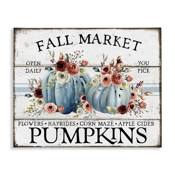 Stupell Industries French Country Fall Floral Pumpkins Canvas Art, 30 x 24, by Creatif Belle