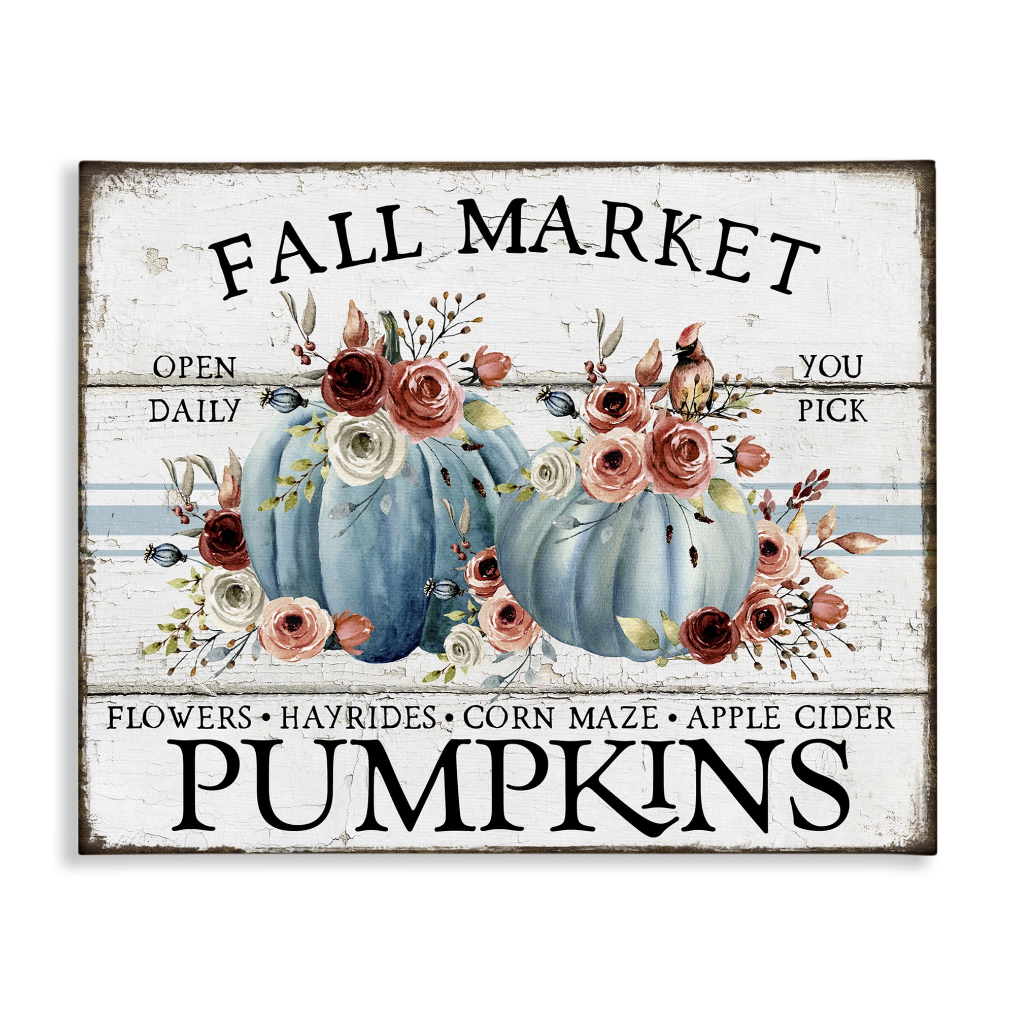 Stupell Industries Fall Market with Roses Holiday Painting Gallery Wrapped Canvas Art Prints Wall Art, 30 x 24
